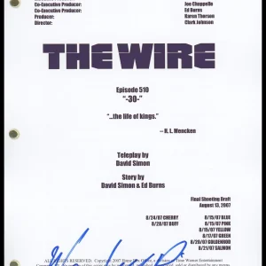 Wendell Pierce "The Wire" AUTOGRAPH Signed Complete '-30-' Episode Script ACOA