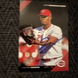 Baseball Trading Card Cincinnati Reds Team Issued Hunter Greene Signed 2023 Kahn