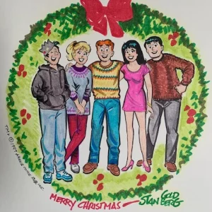 STAN GOLDBERG SIGNED ORIGINAL 15x20 COLOR XMAS ARTWORK RARE ARCHIE+GANG