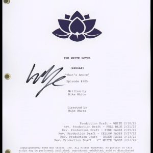 Will Sharpe "The White Lotus" AUTOGRAPH Signed Full 'That's Amore' Script ACOA