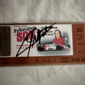 1990 Indy 500 Emerson Fittipaldi Signed Ticket Stub (1989 Indy Race Winner) Auto