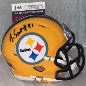 Aaron Smith signed Pittsburgh Steelers Yellow mini helmet autographed JSA