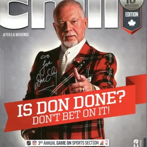 DON CHERRY HAND SIGNED 10th ANNIVERSARY CHILL MAGAZINE HOCKEY LEGEND TO JOE