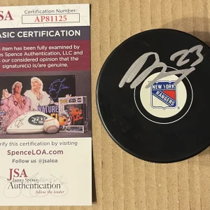 Adam Fox Signed Autographed New York Rangers Logo Hockey Puck JSA COA