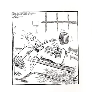 DAVE COVERLY SIGNED ORIGINAL SPEED BUMP PEN+INK DAILY 1998 BENCH PRESSING