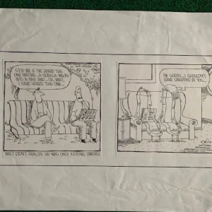 DAVE COVERLY SIGNED ORIGINAL SPEED BUMP PEN+INK SUNDAY 1998 TWO PANELS