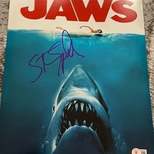 STEVEN SPIELBERG SIGNED AUTOGRAPH 11x14 JAWS POSTER SHOT BECKETT BAS COA RARE D1