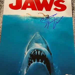 STEVEN SPIELBERG SIGNED AUTOGRAPH 11x14 JAWS POSTER SHOT BECKETT BAS COA RARE D2
