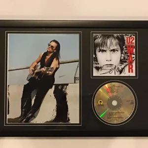 BONO SIGNED FRAMED 12X18 "WAR" CD & PHOTO DISPLAY U2 LEGEND PROOF JSA LOA