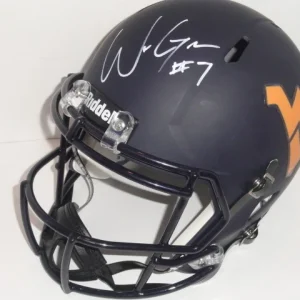 WILL GRIER SIGNED WEST VIRGINIA MOUNTAINEERS FULL SIZE MATTE NAVY HELMET JSA COA