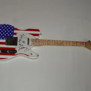 WILCO SIGNED USA FLAG ELECTRIC GUITAR JEFF TWEEDY ALL 6 VERY RARE JSA COA