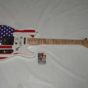 ANBERLIN SIGNED USA FLAG ELECTRIC GUITAR STEPHEN CHRISTIAN ALL 5 PROOF JSA COA