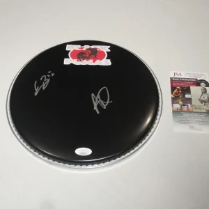 BLACK PUMAS SIGNED DRUMHEAD ERIC BURTON ADRIAN QUESADA PROOF JSA COA