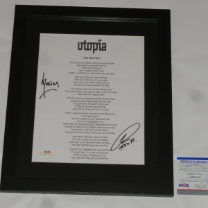 UTOPIA SIGNED FRAMED SET ME FREE LYRIC SHEET TODD RUNDGREN KASIM SULTON PSA COA