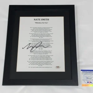 NATE SMITH SIGNED FRAMED WHISKEY ON YOU LYRIC SHEET PROOF PSA COA