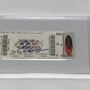 TOM GLAVINE SIGNED 300 WIN TICKET STUB PSA NEW YORK METS SLABBED BRAVES SLAB