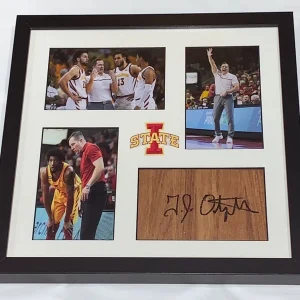 T.J. OTZELBERGER SIGNED FRAMED FLOORBOARD COLLAGE IOWA ST. CYCLONES JSA COA