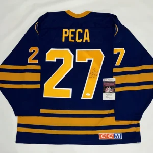 MICHAEL PECA SIGNED VINTAGE CCM BUFFALO SABRES JERSEY LICENSED JSA COA