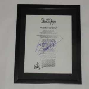THE BEACH BOYS SIGNED FRAMED CALIFORNIA GIRLS LYRIC SHEET LOVE JARDINE JSA COA
