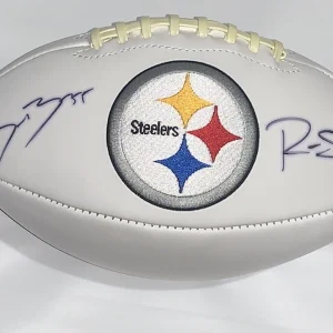 RYAN SHAZIER & DEVIN BUSH SIGNED PITTSBURGH STEELERS LOGO FOOTBALL PROOF PSA COA