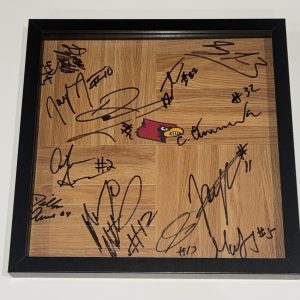 2016 LOUISVILLE CARDINAL TEAM SIGNED FRAMED 12X12 FLOORBOARD DAMION LEE LEWIS ++