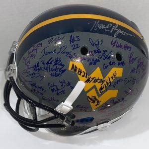 2021 WEST VIRGINIA MOUNTAINEERS TEAM SIGNED FS HELMET GARRETT GREENE NEAL BROWN
