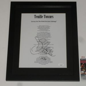 TENILLE TOWNES SIGNED FRAMED JERSEY ON THE WALL LYRIC SHEET JSA COA