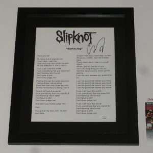 COREY TAYLOR SIGNED FRAMED SURFACING LYRIC SHEET SLIPKNOT PROOF JSA COA