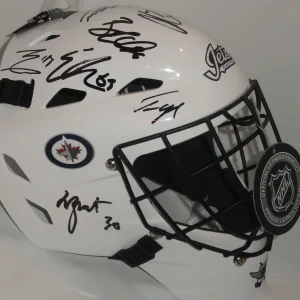 2019 WINNIPEG JETS TEAM SIGNED GOALIE MASK PATRIK LAINE WHEELER SCHEIFELE PROOF