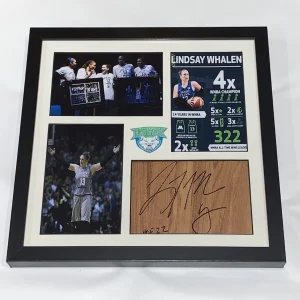 LINDSAY WHALEN SIGNED FRAMED FLOORBOARD COLLAGE MINNESOTA LYNX JSA COA