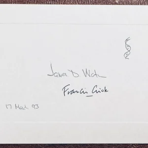 James Watson / Francis Crick Signed Autographed 3.5 x 5 Card w/ Helix Sketch JSA
