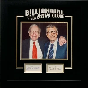 Warren Buffett Bill Gates Rare Signed Autograph 19x19 Framed Photo Display JSA