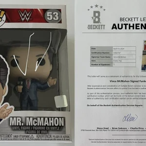 VINCE MCMAHON SIGNED AUTOGRAPH WWE POP FUNKO 53 w/EXACT PROOF BECKETT COA