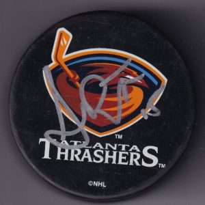 ANDREW BRUNETTE signed (ATLANTA THRASHERS) Retro Vintage Hockey puck W/COA