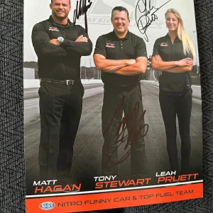 Tony Stewart Matt Hagan Leah Pruett Signed Promo Card Pri Autographed 2022 Nhra