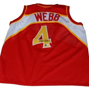 SPUD WEBB signed (ATLANTA HAWKS) Red custom Basketball jersey BECKETT WITNESSED