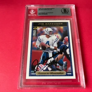 Jim Harbaugh Colts 1996 Collector's Choice Card Signed Auto Beckett BAS Slabbed