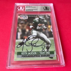 Keith Jackson Eagles 1991 Pro Set Card Signed Auto Beckett BAS Slabbed