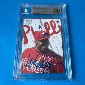 Wes Chamberlain Phillies 1993 Leaf Studio Card Signed Auto Beckett BAS COA