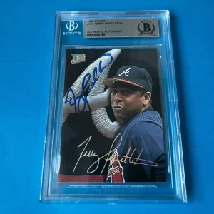 Terry Pendleton Braves 1993 Leaf Studio Card Signed Auto Beckett BAS COA