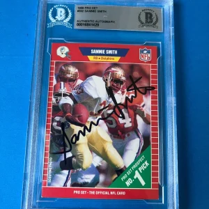 Sammie Smith Dolphins 1989 Pro Set Rookie Card Signed Auto Beckett BAS Slabbed