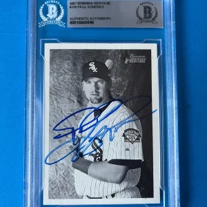 Paul Konerko White Sox 2001 Bowman Heritage Card Signed Auto Beckett BAS Slabbed