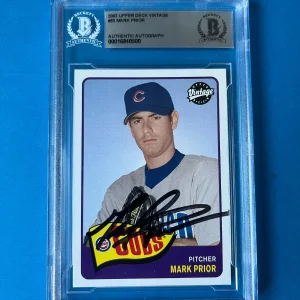Mark Prior Cubs 2003 Upper Deck Vintage Card Signed Auto Beckett BAS Slabbed