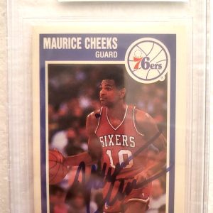 1989-90 FLEER MAURICE CHEEKS 76ERS SIGNED AUTOGRAPHED #115 CARD BECKETT