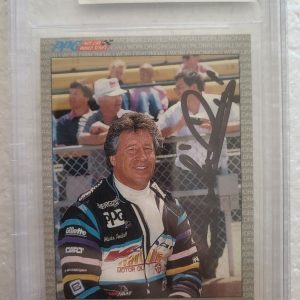 1991 ALL WORLD INDY MARIO ANDRETTI RACING SIGNED AUTO #5 CARD BECKETT