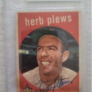 1959 TOPPS HERB PLEWS WASHINGTON SENATORS SIGNED AUTO #373 CARD BECKETT