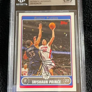 Tayshaun Prince Signed 2006/07 Topps Card #189 BAS Certified Pistons