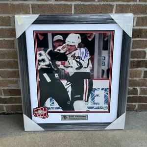Bob Probert Signed Chicago Blackhawks Framed Fight 16x20 Photo Beckett COA