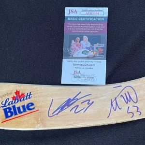 Lucas Raymond & Mortiz Seider Signed Detroit Red Wings Labatt Blue Stick JSA COA