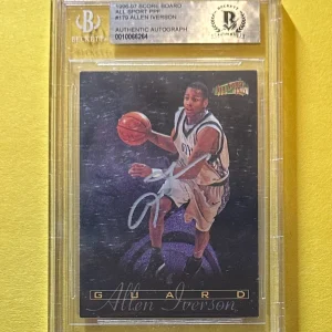 1996-97 SCORE BOARD ALLEN IVERSON #179 BECKETT AUTHENTIC AUTOGRAPH HOF
